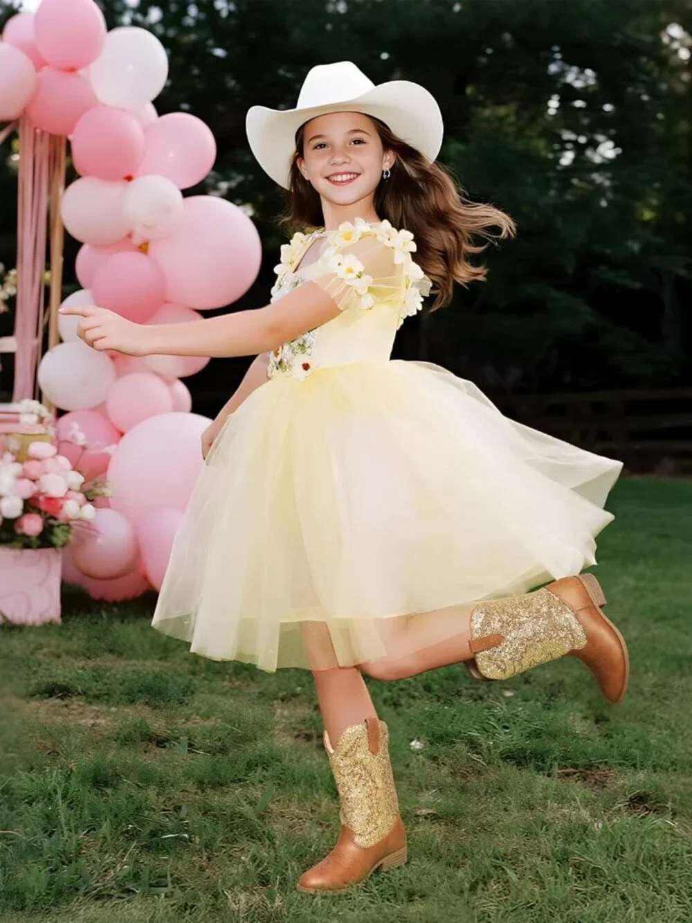 Dream Pairs Girls/Brown Gold  Embroidered Cowgirl Stylish Girls Mid Calf Shoes